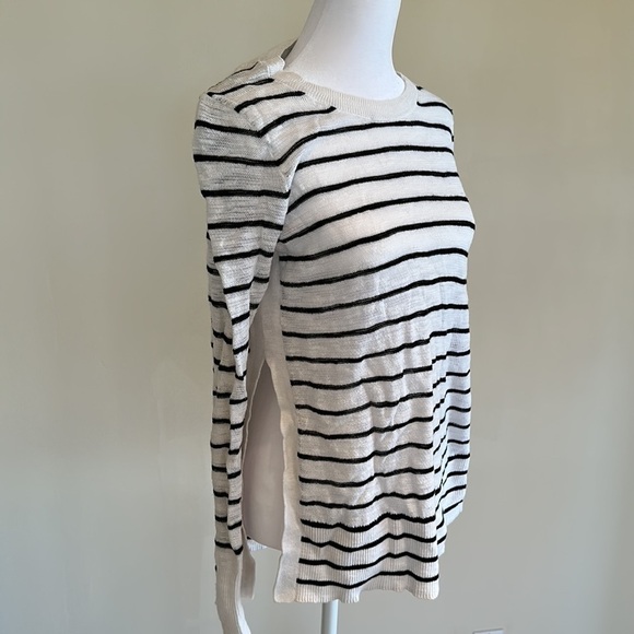 Madewell Sunview Black & White Striped Side-slit Lightweight Sweater Size Small - Picture 5 of 12